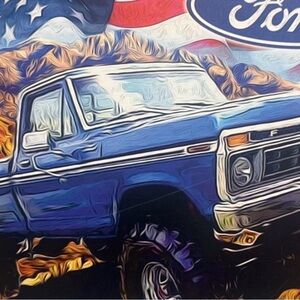 Ford Blue Truck Metal Sign